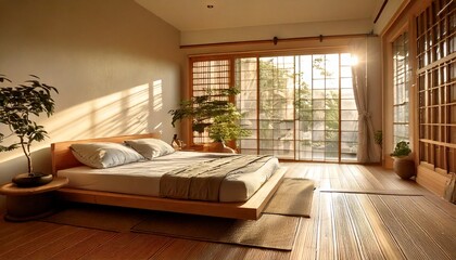 美しい和風のモダンなベッドルーム