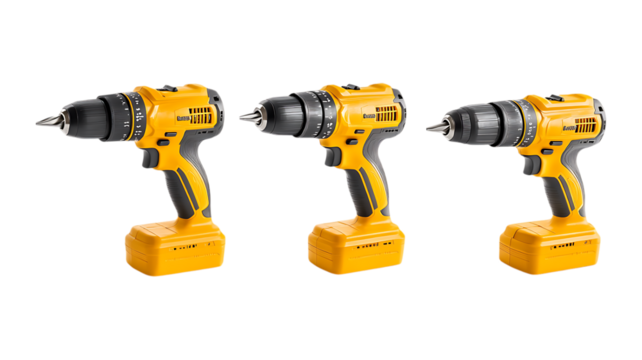 Cordless Drills Against Transparent Background