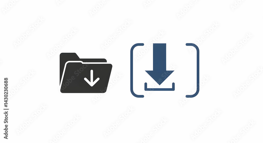 Poster downloading file graphic with arrow in folder concept