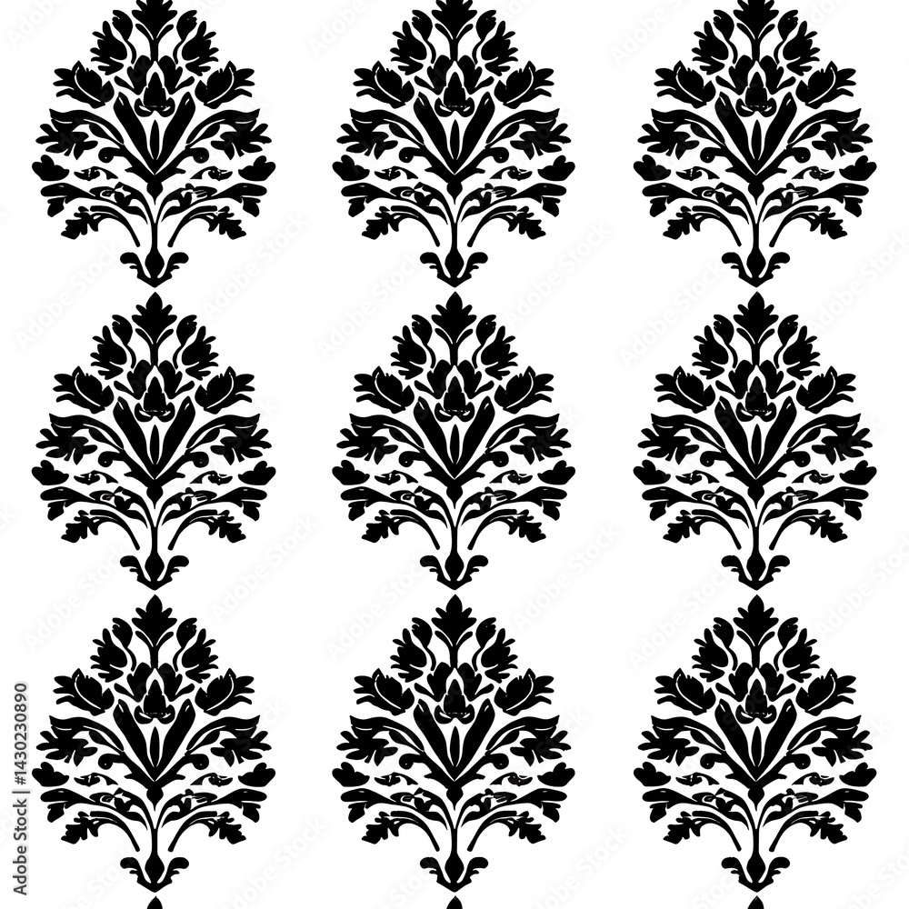 Poster a seamless pattern of paisley shapes with each shape filled with different shades or colors to creat