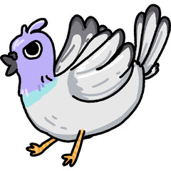 Doodle angry pegion cartoon character.