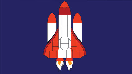 A powerful rocket launching into space, leaving a trail of smoke and fire behind, representing human achievement