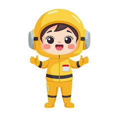 Cute Astronaut Kid Cartoon Illustration - Child illustrations