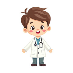 Fototapeta premium Cute Boy Doctor Cartoon Illustration - Child-centric illustrations