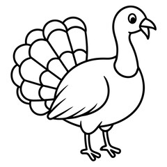Clean Turkey Silhouette in Line Art