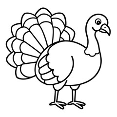 Clean Turkey Silhouette in Line Art
