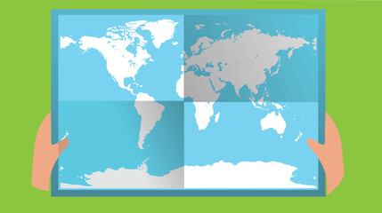 Folded design world map showcasing continents and countries in a minimalist style, emphasizing clean lines