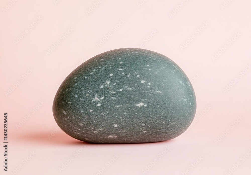 Poster a gray stone with a smooth texture is positioned on a bright surface, creating a minimalist image em