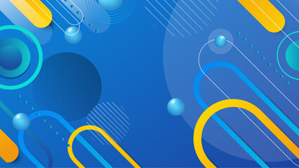 Modern Blue Yellow Abstract Dynamic Lines Geometric