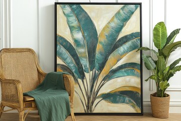 Tropical Leaf Painting on Canvas