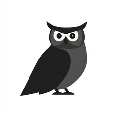 Fototapeta premium Cute cartoon owl on a plain background, perfect for children's books or educational materials