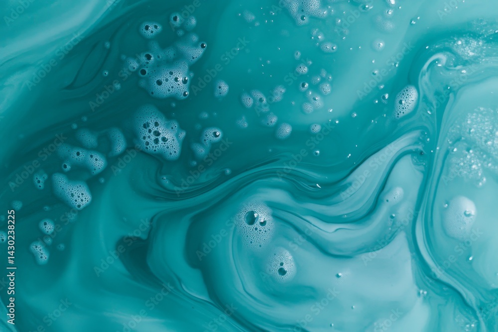 Poster Close-up of turquoise ocean water reveals swirling patterns and foam, creating an abstract design that captivates the viewer with its natural beauty