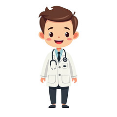 Fototapeta premium Cute Kid Doctor Cartoon Illustration - Child-centric illustrations
