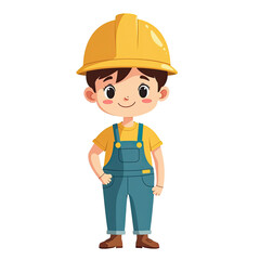 Cute Kid in Hard Hat, Construction Worker -  Child illustrations
