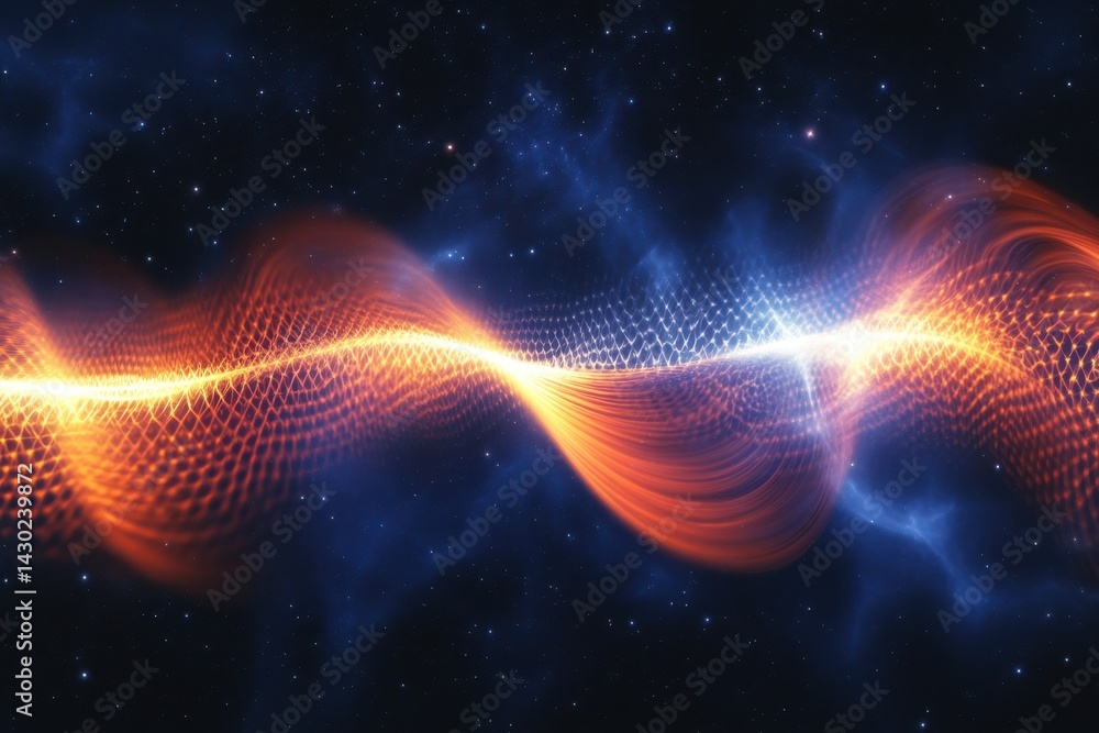 Poster colorful wave patterns in space depicting motion and energy in the universe