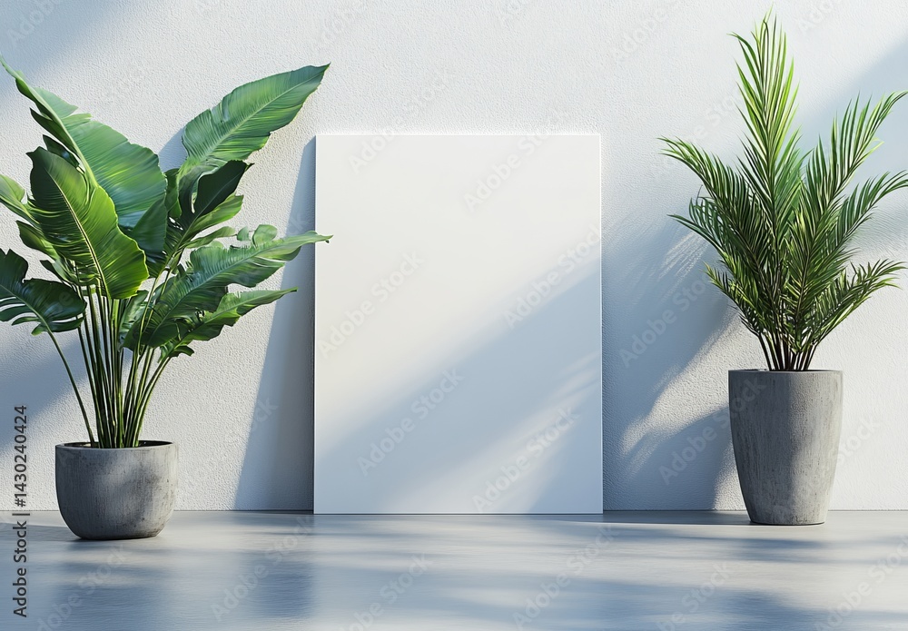 Poster a blank picture frame is positioned against a plain wall, where it is joined by a shadow from a wind