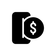 Mobile banking icon in glyph style