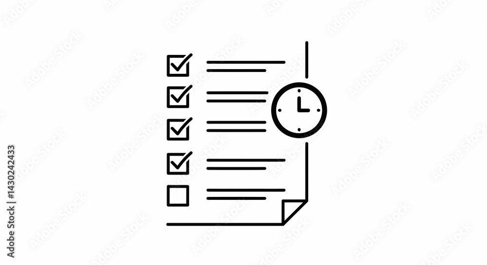 Poster checking off tasks and time management concept with tick marks