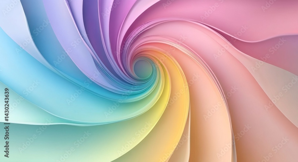 Poster a mesmerizing rainbow swirl pattern evokes a sense of calmness and wonder, with pastel colors blendi