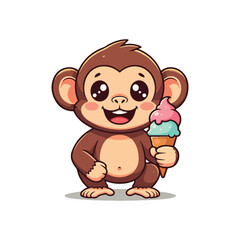 Cute Monkey Cartoon Vector Icon Illustration Animal Icon Cute Monkey Holding Banana Cartoon Vector