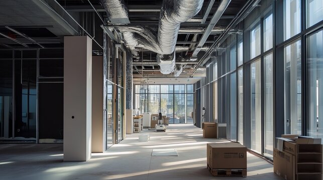 recuperation system installation, modern interior .