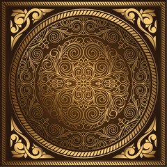 Golden ornate floral decorative vintage blank card