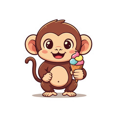 Cute Monkey Cartoon Vector Icon Illustration Animal Icon Cute Monkey Holding Banana Cartoon Vector