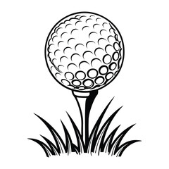 Black silhouette of a golf ball vector Art & Illustration