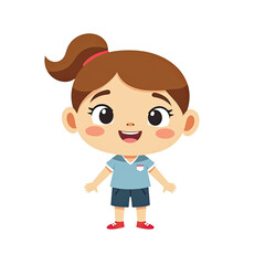 Happy Little Girl Cartoon Illustration - Child illustrations