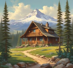 Fototapeta premium Illustration of wild spring landscape.