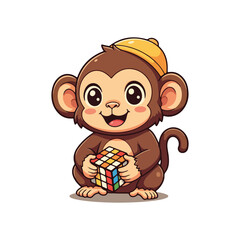 Cute Monkey Cartoon Vector Icon Illustration Animal Icon Cute Monkey Holding Banana Cartoon Vector