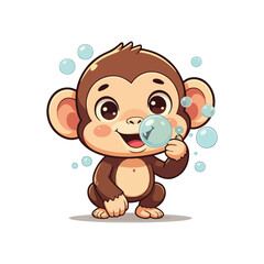 Cute Monkey Cartoon Vector Icon Illustration Animal Icon Cute Monkey Holding Banana Cartoon Vector