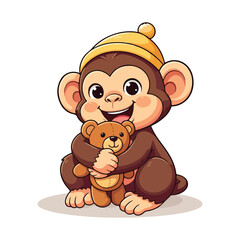 Cute Monkey Cartoon Vector Icon Illustration Animal Icon Cute Monkey Holding Banana Cartoon Vector