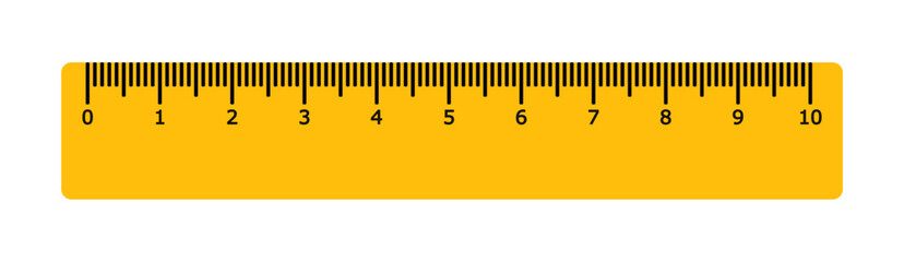 10 centimeters ruler measurement tool with numbers scale. realistic school measuring rulers in flat style