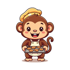 Cute Monkey Cartoon Vector Icon Illustration Animal Icon Cute Monkey Holding Banana Cartoon Vector