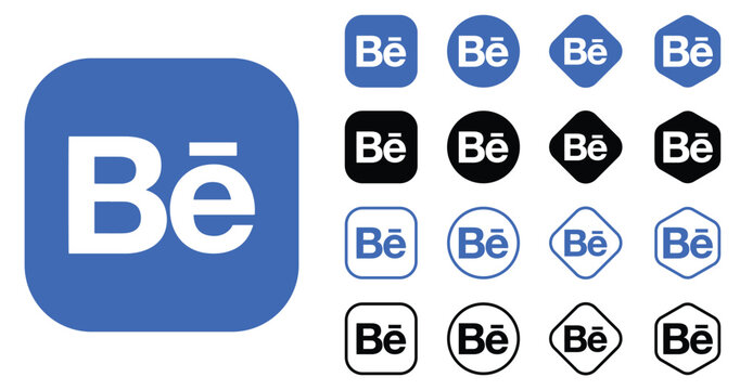 behance logo icons set. behance logo transparent png. behance icon vector.