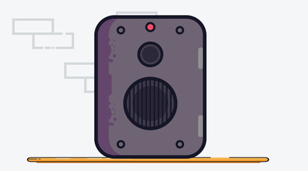 A stereo speaker designed to deliver deep bass music, with a sleek modern look, ideal for enhancing audio quality and providing a rich sound experience