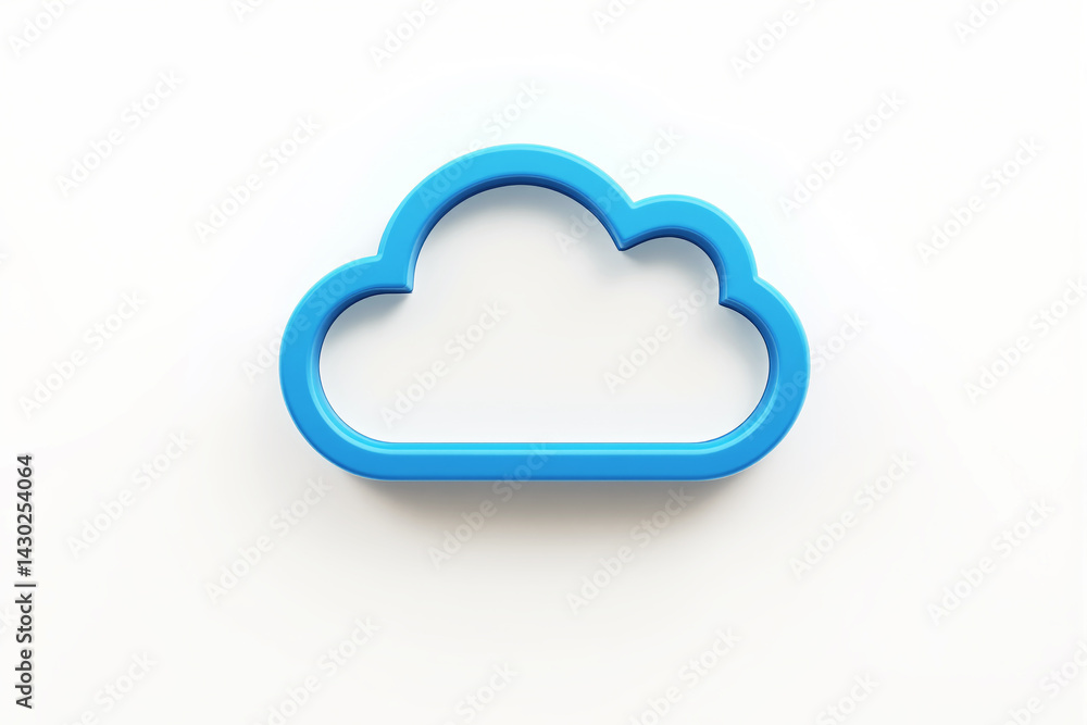 Poster blue cloud icon with smooth edges on a light background, minimalist graphic style, symbolizing cloud