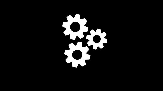 Gears rotating animation. cogwheel gear icon logotype rotating animation.