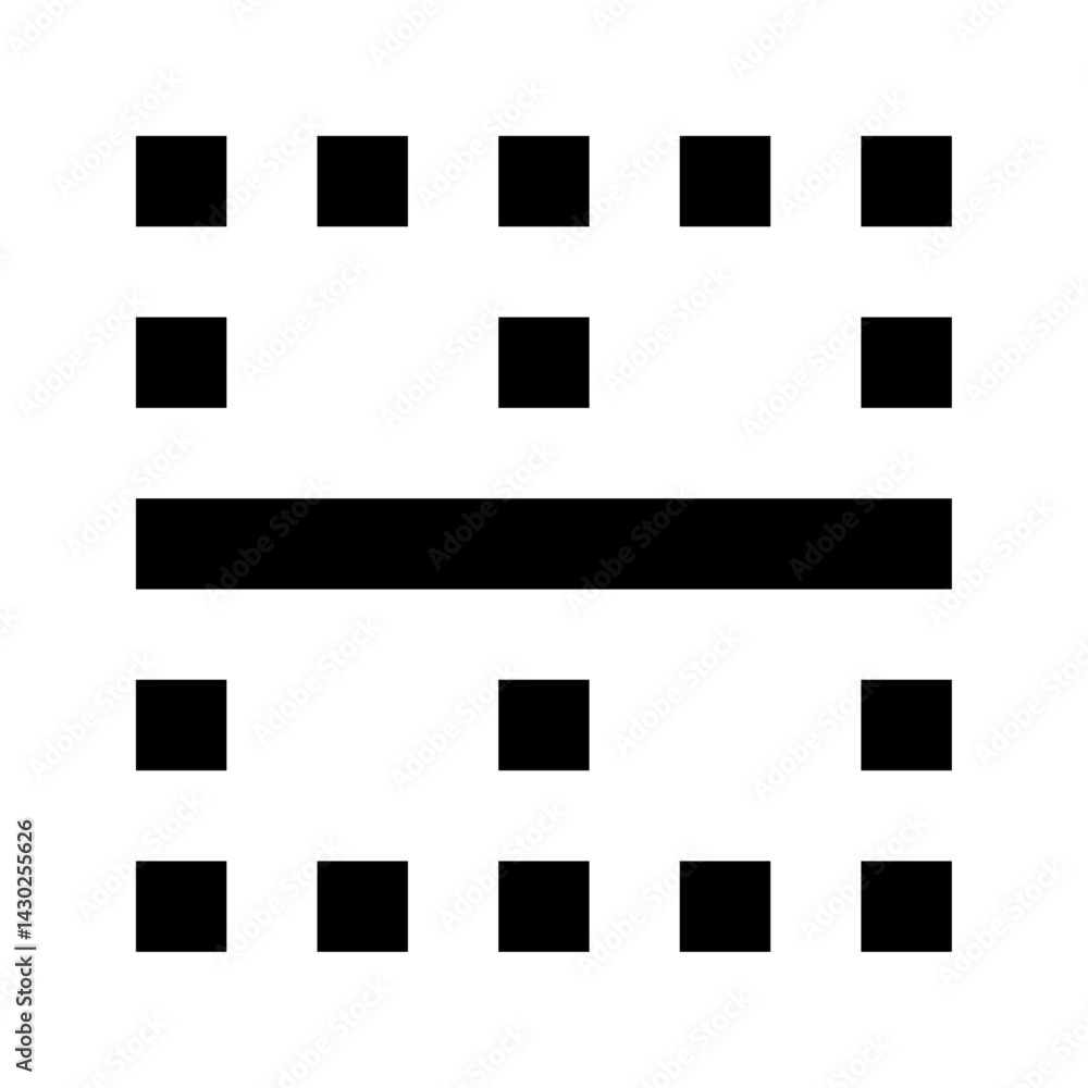 Poster black squares arranged in a grid pattern separated by a horizontal bar on a white background image v