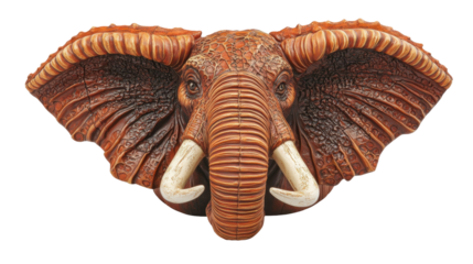 Decorative Three-Dimensional Elephant Head Sculpture with Realistic Details and Texture