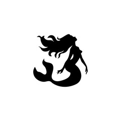 Mermaid silhouette icon vector
