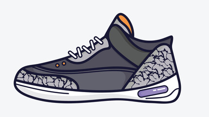 A side view of a sneaker shoe, showcasing its design with detailed laces, sole, and material texture, isolated on a solid background