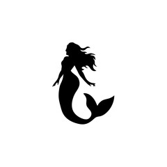 Mermaid silhouette icon vector