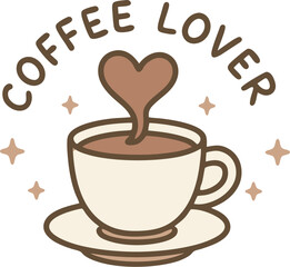 Obraz premium Coffee Lover Heart Steaming Cup