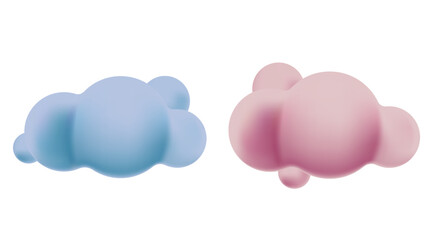 Blue and Pink Cloud Design in White Background