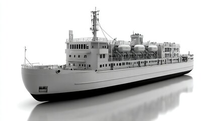 Obraz premium A detailed model of a ship, showcasing its design and structure, presented against a plain background.
