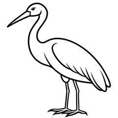 Elegant Stork Outline Vector