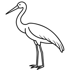 Elegant Stork Outline Vector