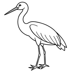 Elegant Stork Outline Vector